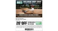 DICK'S 20% OFF Shop Event - January 27-30