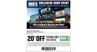 DICK'S SPORTING GOODS - EXCLUSIVE 20% OFF THROUGHOUT THE STORE!